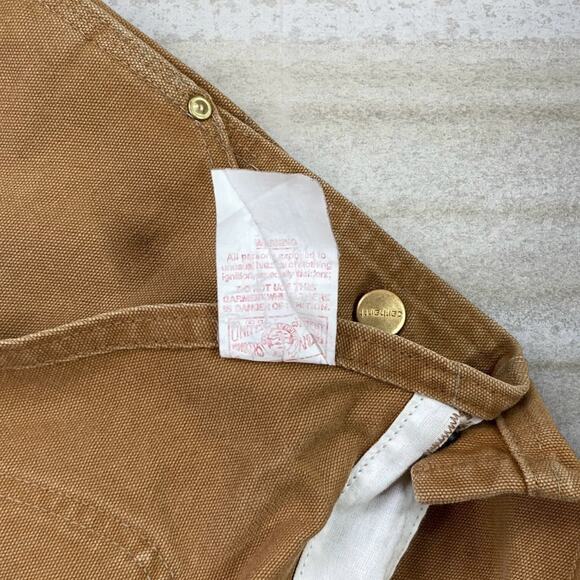 Vintage Carhartt Overalls Double Knees Baggy Wide Leg Tan Union Made in USA 90s - Picture 4 of 8